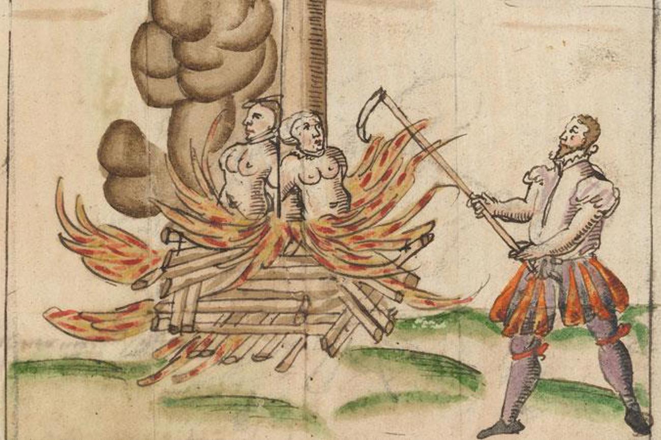 Zeitgenössische Abbildung einer Hexenverbrennung (aus der Sammlung Johann Jakob Wick) | Zentralbibliothek Zürich, Wickiana