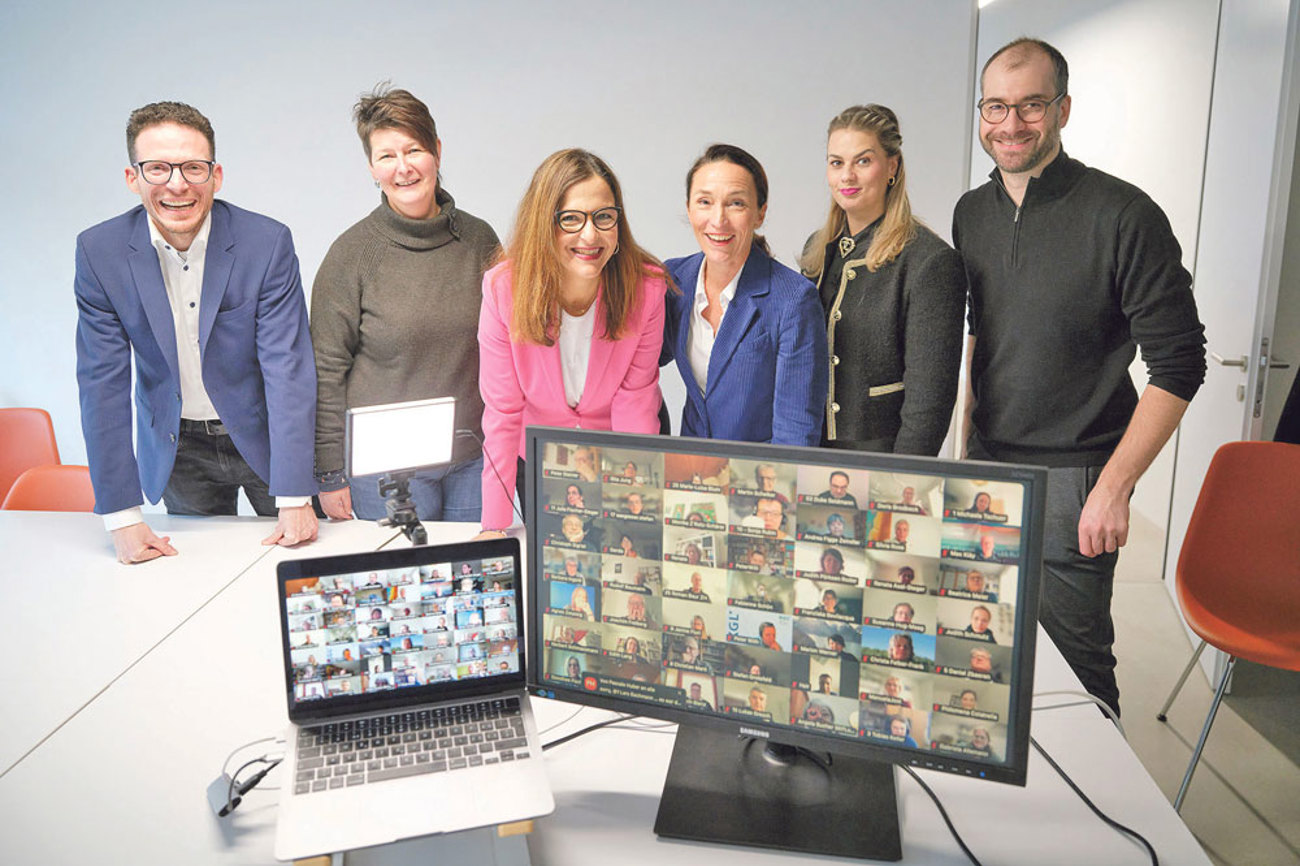 Das Team der digitalen Konferenz (v. l.): Michi Zimmermann, Isabel Racheter, Lilian Bachmann, Nicole Frank, Fabienne Schön und Raul Steffer. | Foto: Emanuel Ammon