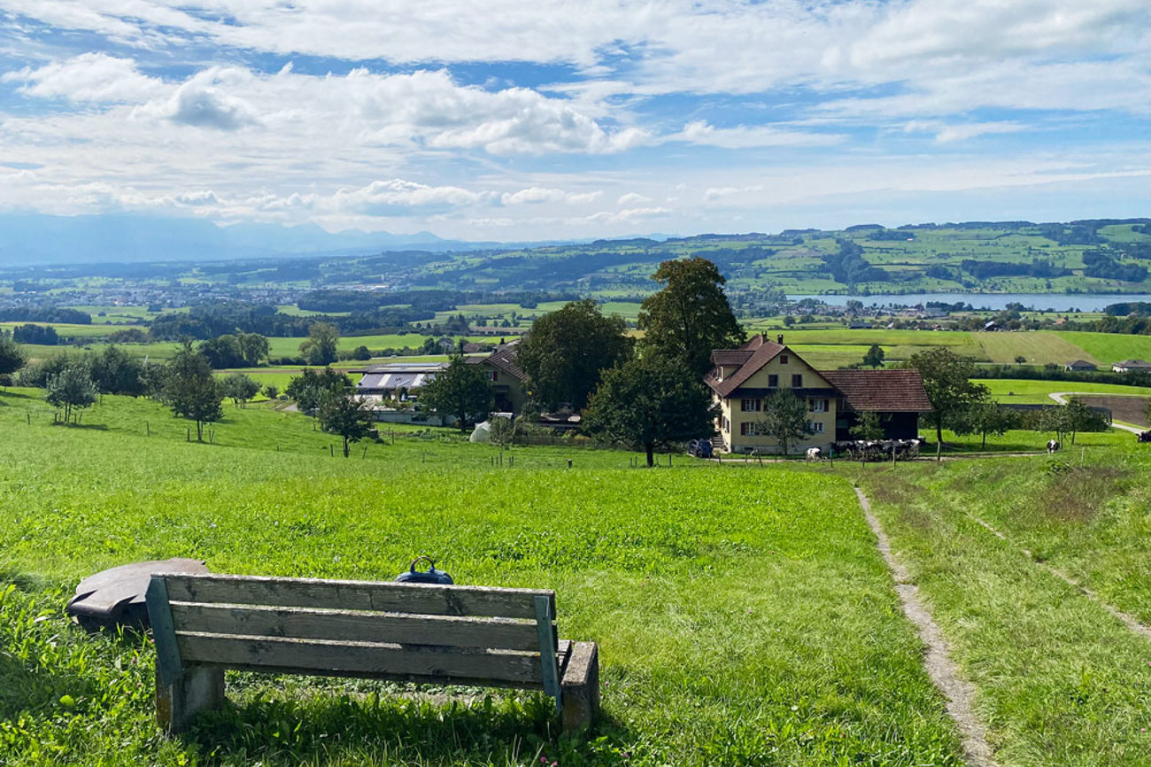 Was für ein Weitblick: Pause am höchsten Punkt oberhalb des Baldeggersees. | Foto: Mirjam Messerli