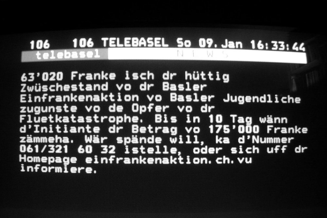 Der aktuelle Spendenstand konnte täglich im Teletext verfolgt werden.